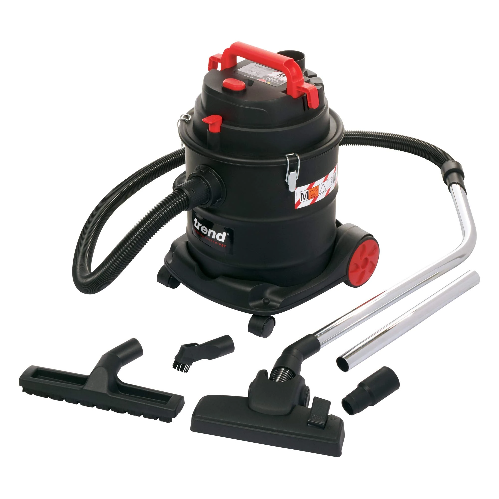 Trend T32 M-Class Professional Dust Extractor - Compact, Lightweight & High Efficient, 800W, 240V, 20 l (bag 15.3 l), 3 m cable, Black