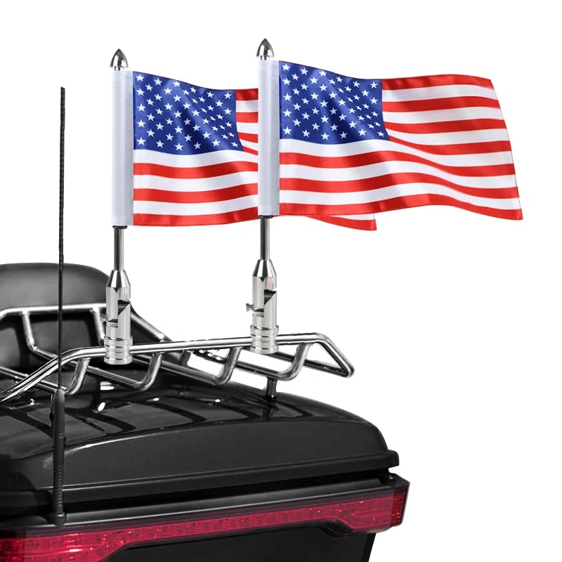 Gdcreestar RONGZHI Motorcycle Flagpole Mount and USA Flag 2 Pack