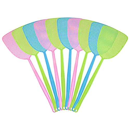TUPARKA 10 Pack Fly Swatters, Plastic Long Handle Manual Swat Pest Control, Household Fly Swat Insect Mosquito Wasp