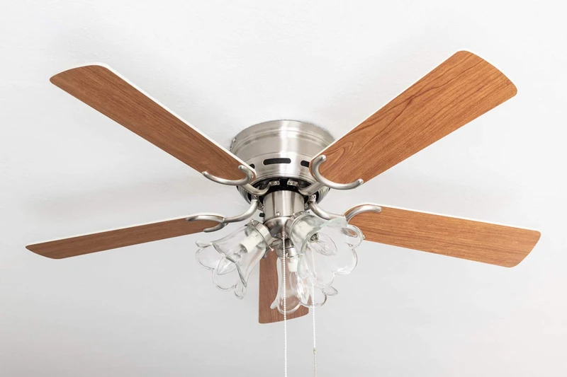 Kisa Deluxe Ceiling Fan 105 cm Brushed Nickel Blade White / Maple Including Lighting and Pull Switch