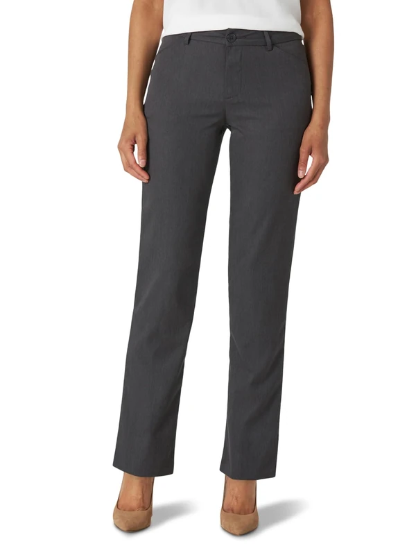 Lee Women's Wrinkle Free Relaxed Fit Straight Leg Pant, Charcoal Heather, 18 US