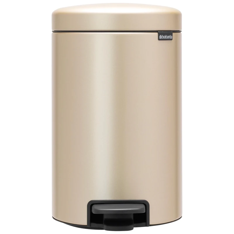 Brabantia NewIcon Pedal Bin 12L (Metallic Gold) Soft-Closure Rubbish Waste Bin, Removable Inner Bucket + Free Bin Bags
