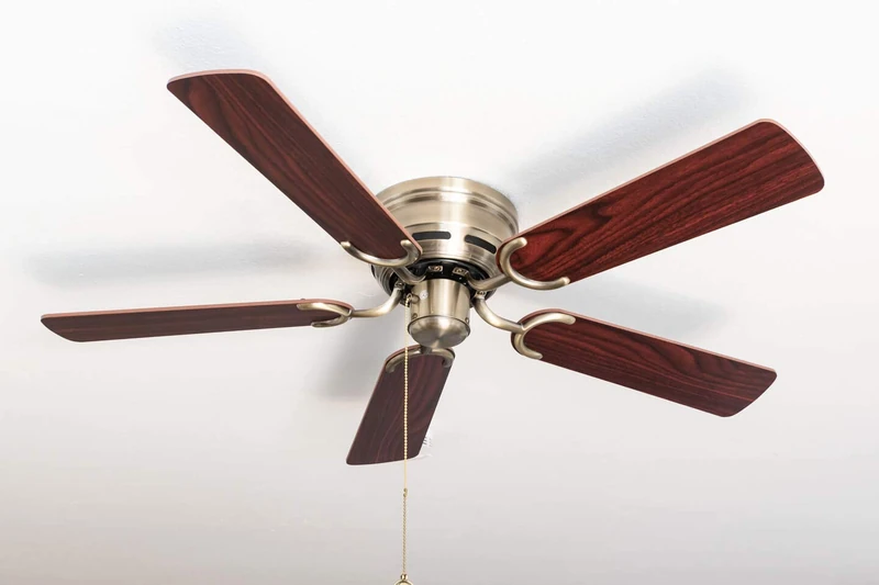 Ceiling Fan Kisa Deluxe Brass Antique without Light - Rosewood / Dark Walnut Including Pull Switch - Image 1