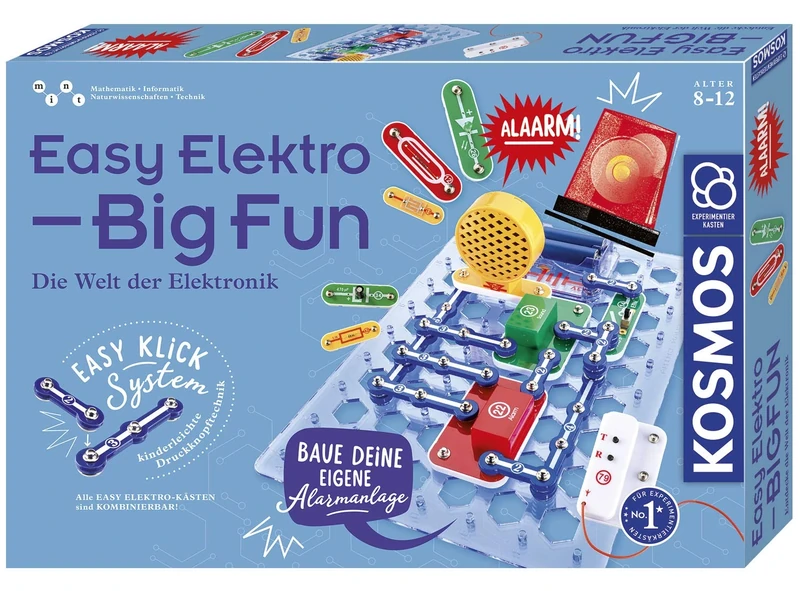 Kosmos 620608 Easy Elektro Big Fun Exciting Experiments on Circuits with Series and Parallel Circuits, Radio Building, Sound System, Alarm System, Experiment Box for Children from 8-12 Years