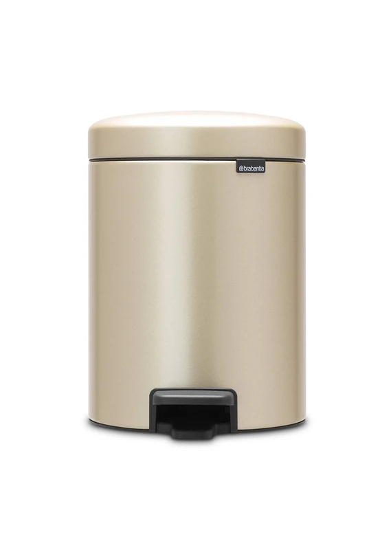 Brabantia NewIcon Pedal Bin 5L (Metallic Gold) Soft-Closure Bathroom Rubbish Bin, Removable Inner Bucket + Free Bin Bags