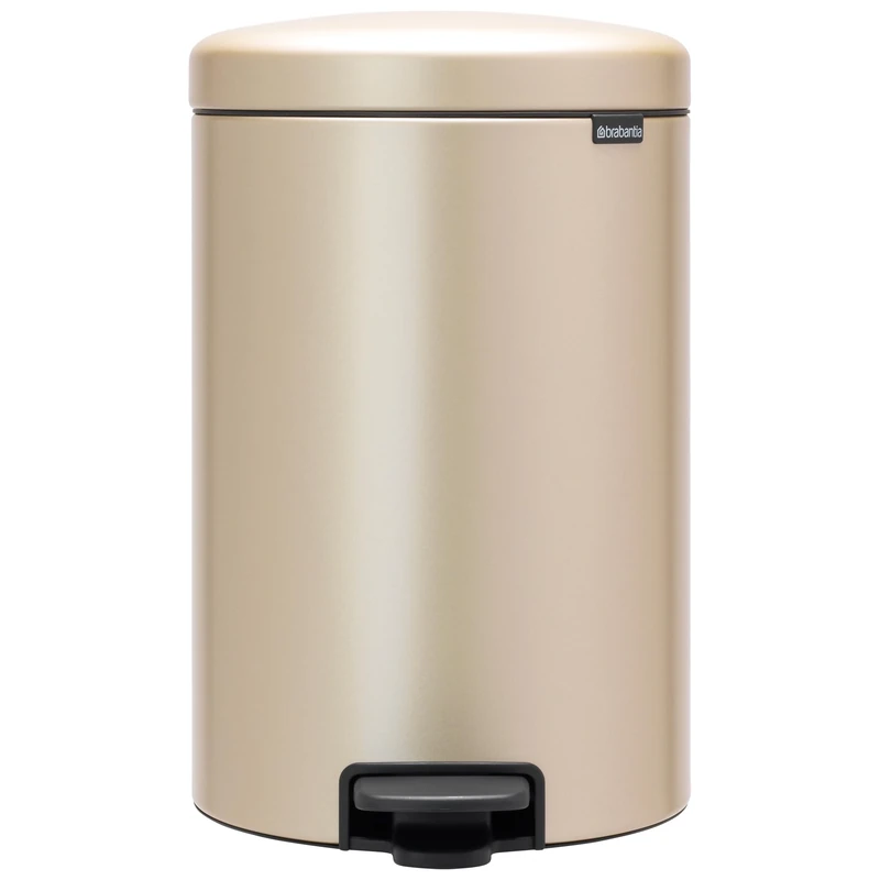 Brabantia NewIcon Pedal Bin 20L (Metallic Gold) Soft-Closure Rubbish Bin with Removable Inner Bucket + Free Bin Bags