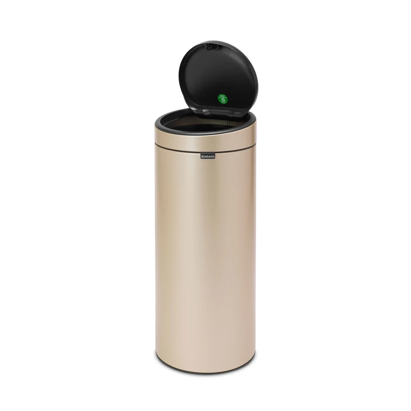 Brabantia 30 L Kitchen Touch Bin New (Metallic Gold) Removable Lid, Soft-Touch Open, Easy Clean Rubbish Waste Bin + Free Bin Bags