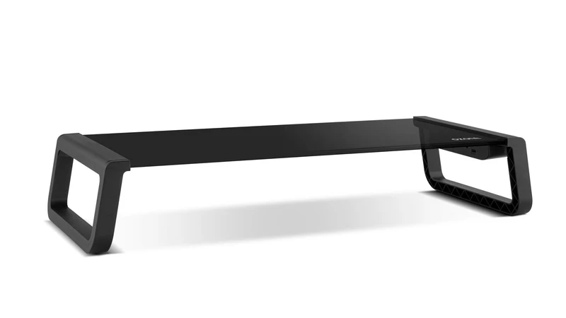 Ozone Riser Pro Monitor Stand – Portable Stand for your PC – Tempered Glass, 4 x USB 3.0, Black - Image 1