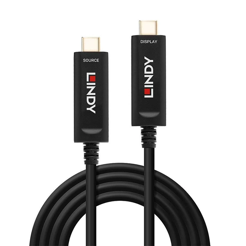 LINDY 15m Fibre Optic Hybrid USB Type C Cable, Audio/Video Only
