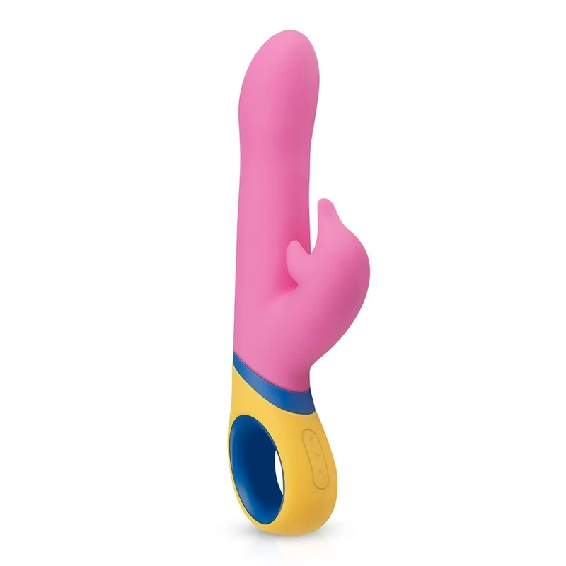 PMV20 Dolphin Vibrator Copy - Rabbit Vibrator for Women with a Dolphin Clitoral Stimulator on Top - Sex Toys for Women for Stimulating the Gspot and Clitoris - Pink/Yellow - Image 1
