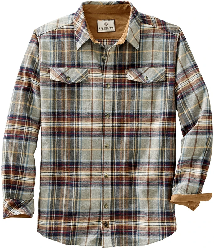 Legendary Whitetails Men's Big & Tall Legendary Flannel Shirt, Sequoia Sky Plaid, 4X-Large Tall