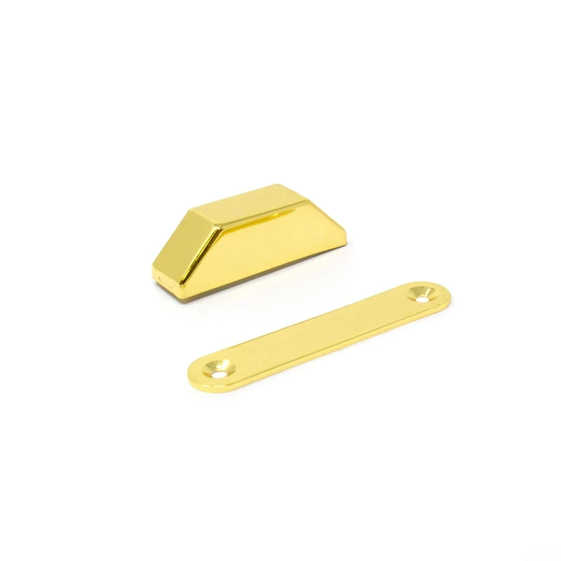Brass Plated Magnetic Catch for Providing Secure Closure and Easy Opening of Cupboard and Wardrobe Doors - 43mm x 13.5mm x 13mm - Pack of 10