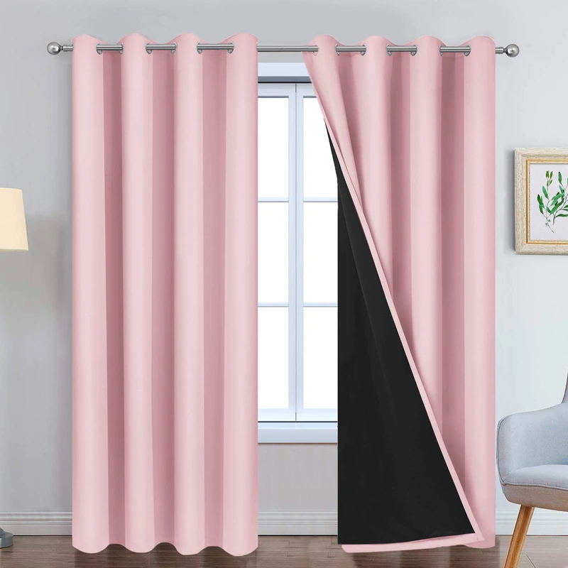 Yakamok Pink 100% Blackout Curtains 84 Inches Long for Bedroom 52" Wide