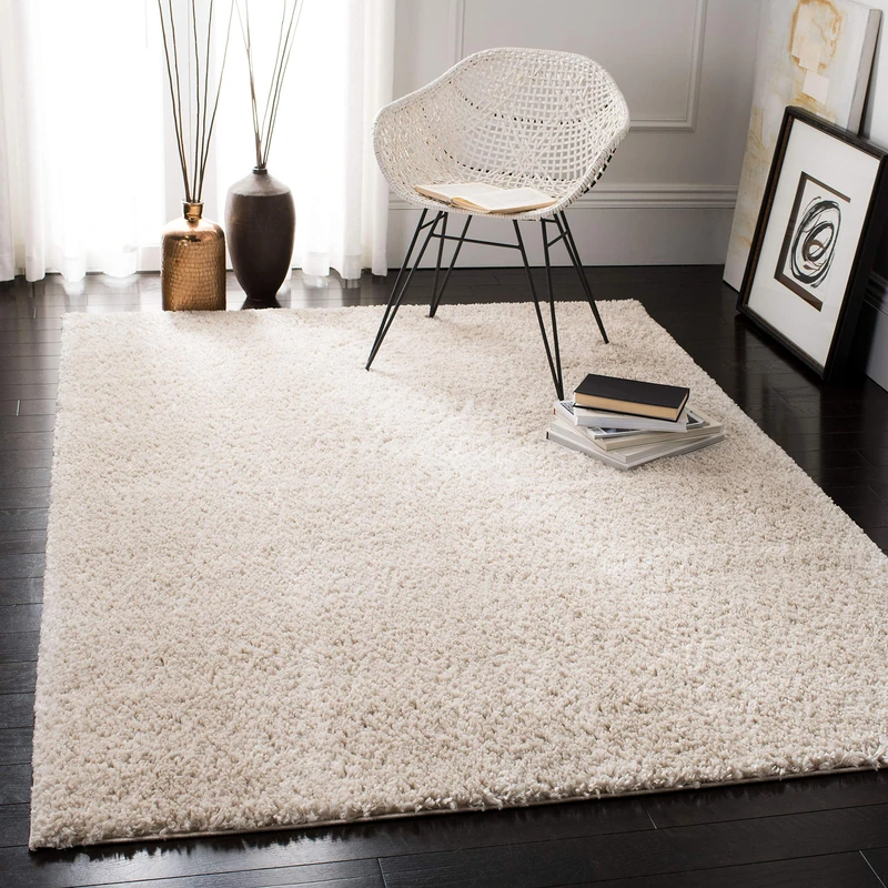 Safavieh August Shag Collection Shaggy Rug for Living Room Dining Room Bedroom Short Pile Beige 4ft x 4ft