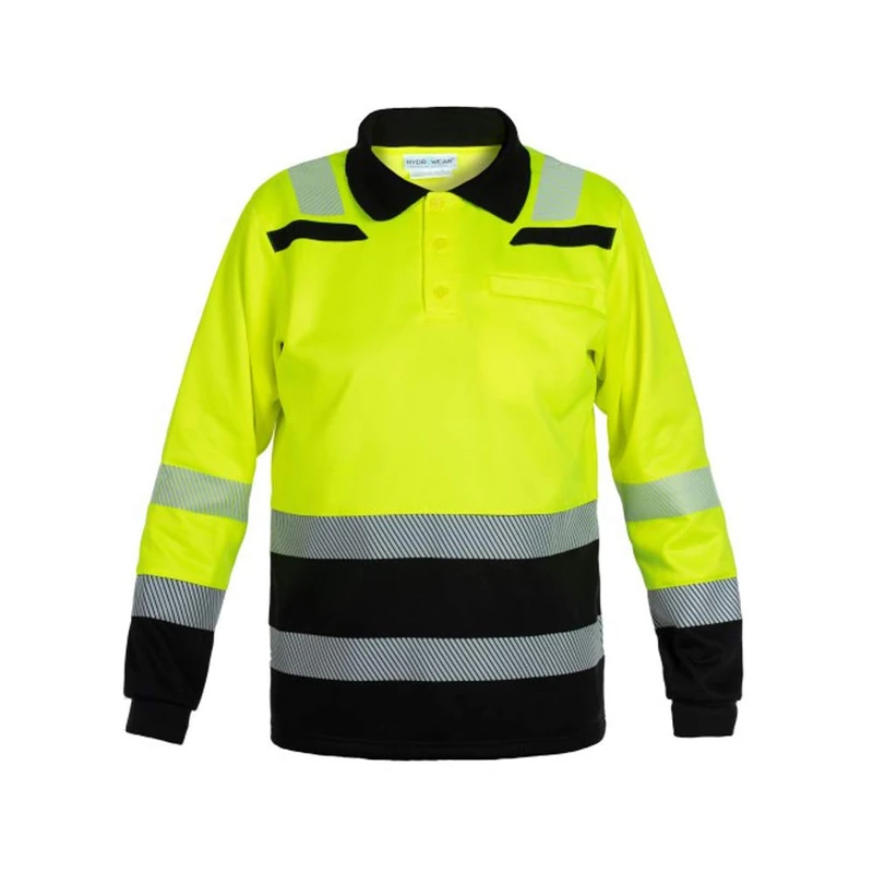 Hydrowear 040470YB-M TOKIO Trendy High Visible Line Polo Shirt, Hi-Vis Yellow/Black, Size M - Image 1