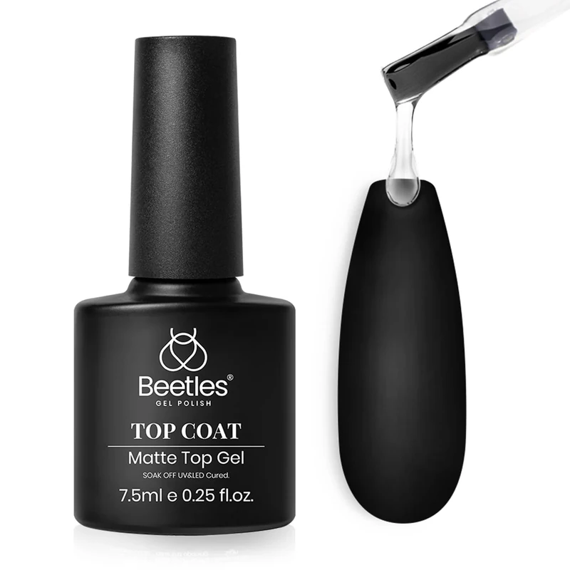 Beetles No Wipe Matte Top Coat Gel Polish - Transparent 7.5ml
