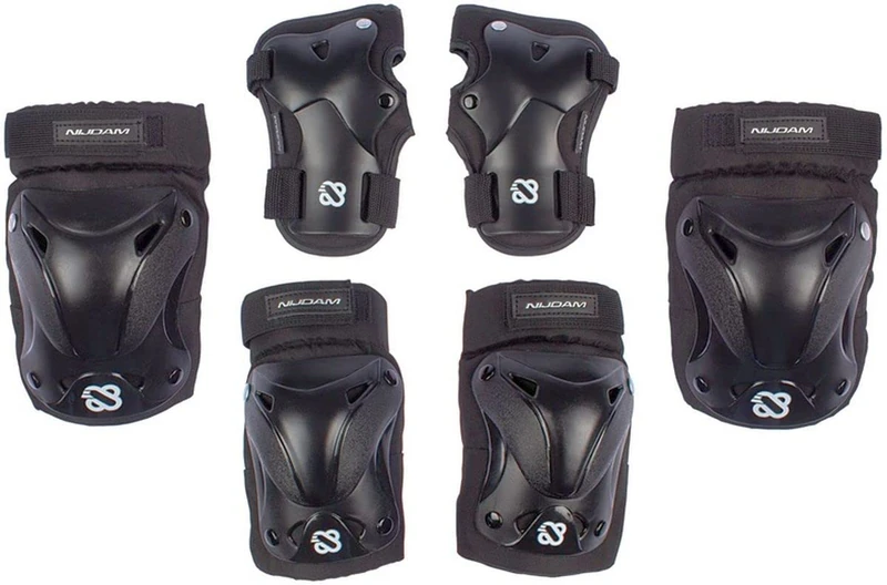 Nijdam Unisex Youth Ink Shield Skate Protector Set, Unisex Youth, Skate protector set., N61EF01-BLK-M, Black/Silver Grey, M - Image 1