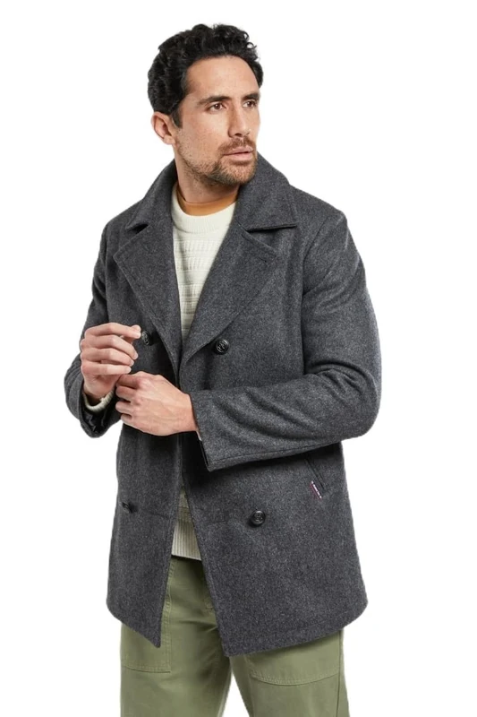 Armor Lux Men's Caban Homme Kermor Pea Coat, Flecked Grey, 46