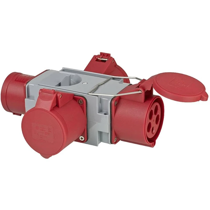 Brennenstuhl CEE Adapter Power Distributor IP44 (1x CEE plug 400V/32A & 3x CEE sockets 400V/32A, for permanent use in outdoor areas, construction sites and farms)