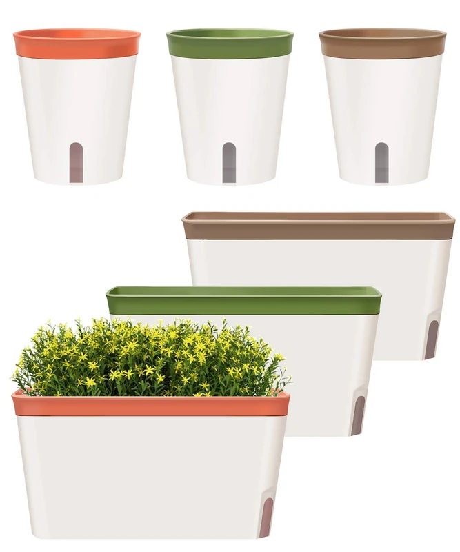 GardenBasix Self Watering Window Box Pots - Set of 6 Tricolor