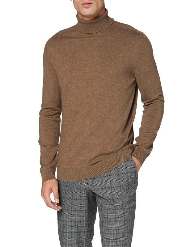 SELECTED HOMME Mens Slhberg Roll Neck B Noos Sweatshirt, Teak, L UK