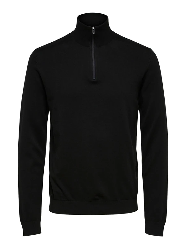 SELECTED HOMME Mens Slhberg Half Zip Cardigan B Noos Sweatshirt, Black, S UK