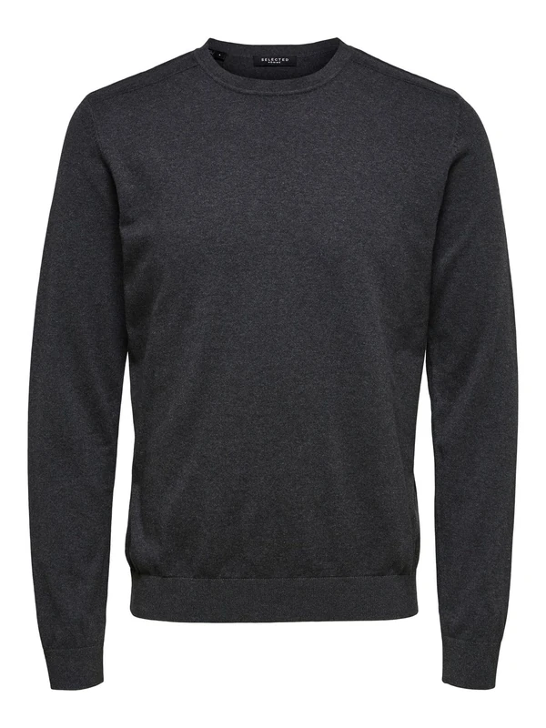 SELECTED HOMME Male Long Sleeve Knitted Jumper, Anthracite/Detail: Melange, XXL