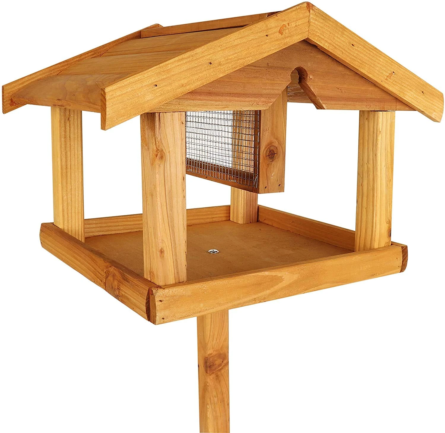 Premium Deluxe Wooden Bird Table with Built in Bird Feeder Feeding Station Free Standing - Birds House Outdoor Bird Feeder Traditional Free-Standing Wooden Bird House
