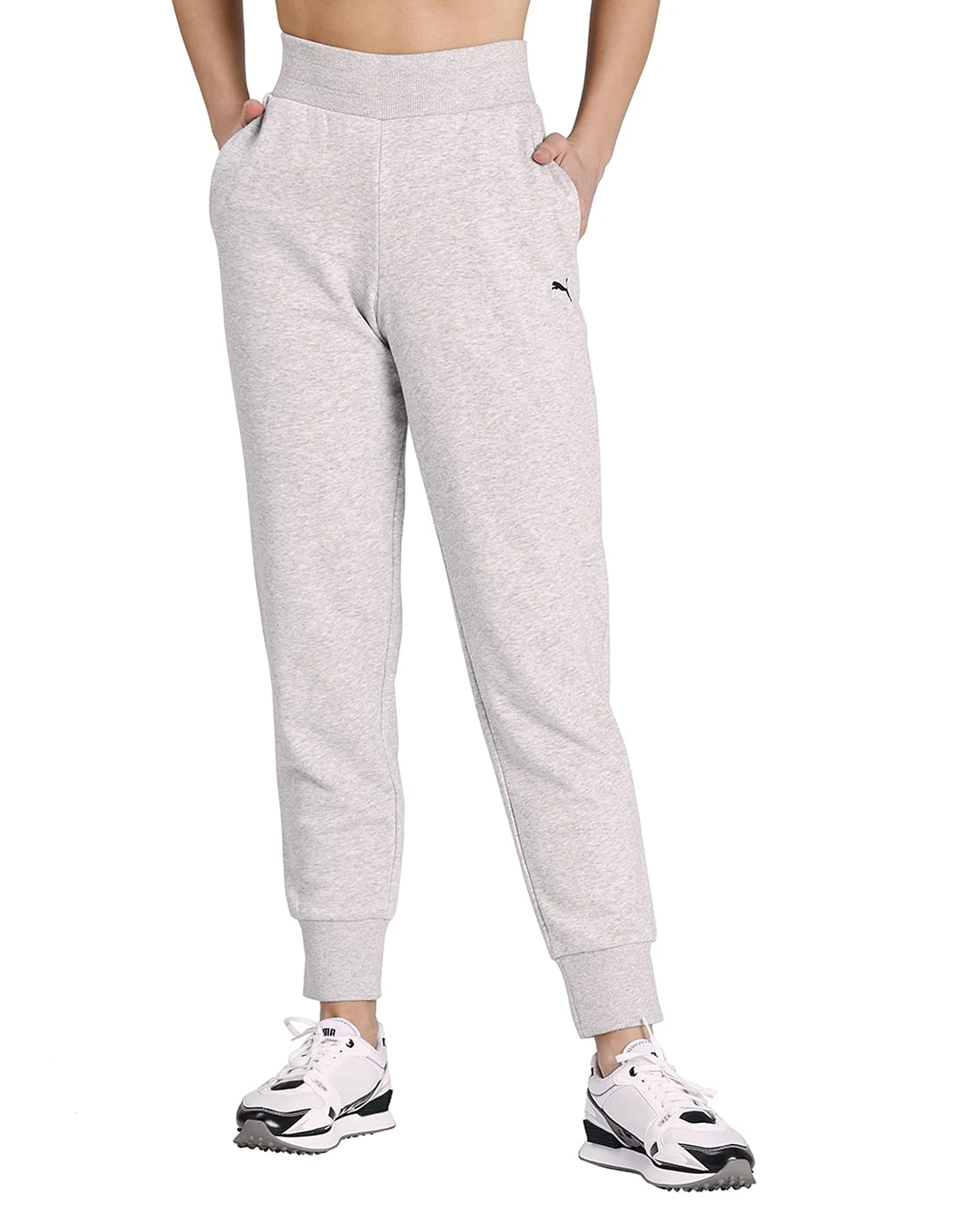 PUMA Women's ESS Sweatpants TR cl Knitted Pants, Light Gray Heather-CAT, M