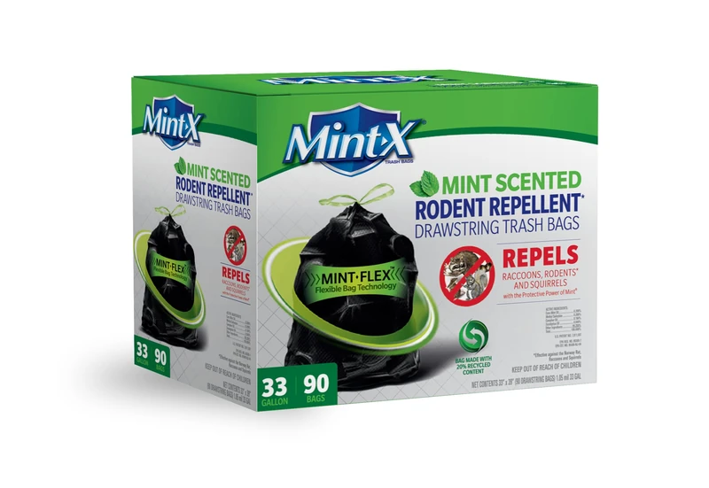 Mint-X MintFlex Rodent Repellent Trash Bags, 33 Gallon, 90 Count