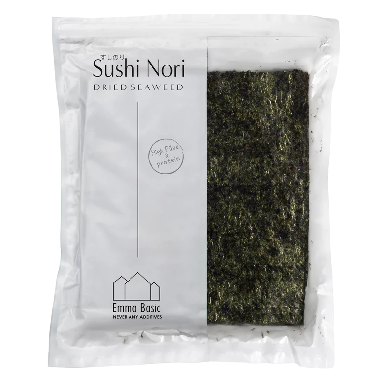 Emma Basic - Seaweed Sushi Nori 40 Full Sheets | Young & Crunchy | High Protein | High Fibre|