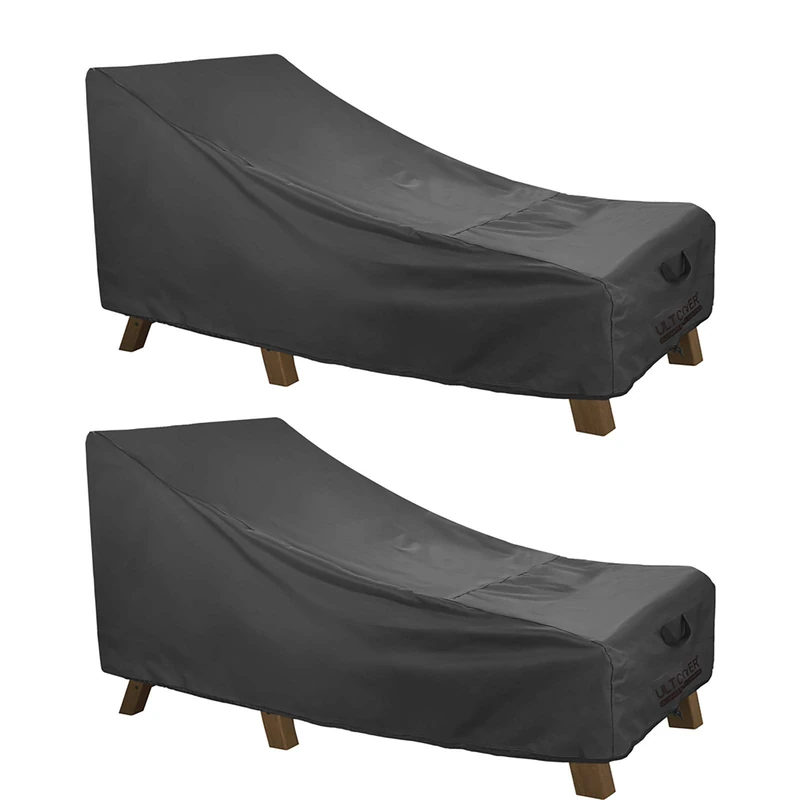 ULTCOVER Waterproof Patio Lounge Chair Cover Heavy Duty Outdoor Chaise Lounge Covers Pack of 2-84 L x 32 W x 32 H inches, Black