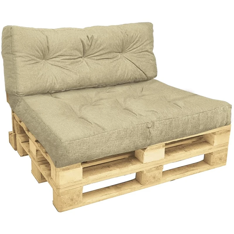 VOUNOT Euro Pallet Cushions Set for Outdoor or Indoor, Pallet Seat Cushions 120x80, Pallet Back Cushions 120x40, Waterproof, Beige