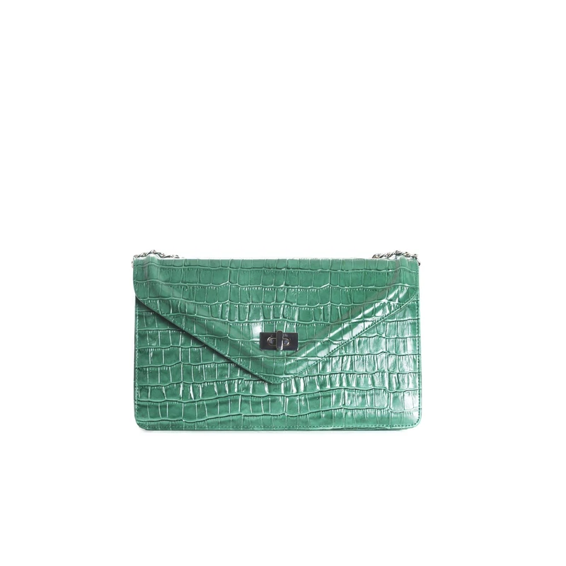 L’Intervalle Women's Amandine Tote Bag, Green Croco, Mediano