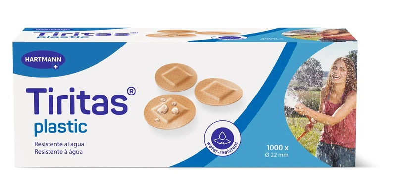 Tiritas Plastic Round: Hypoallergenic, Breathable and Waterproof Dressings, Protect Small Wounds on the Neck and Face; 22 mm; Pack of 1000 - Image 1