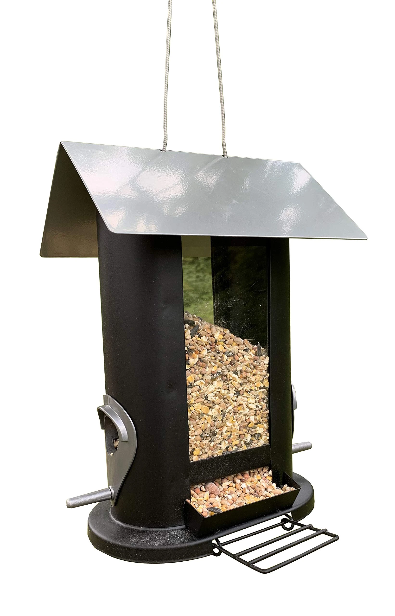 Selections Oval Shaped Metal Hanging Wild Bird Seed Feeder with 4 Feeding Ports