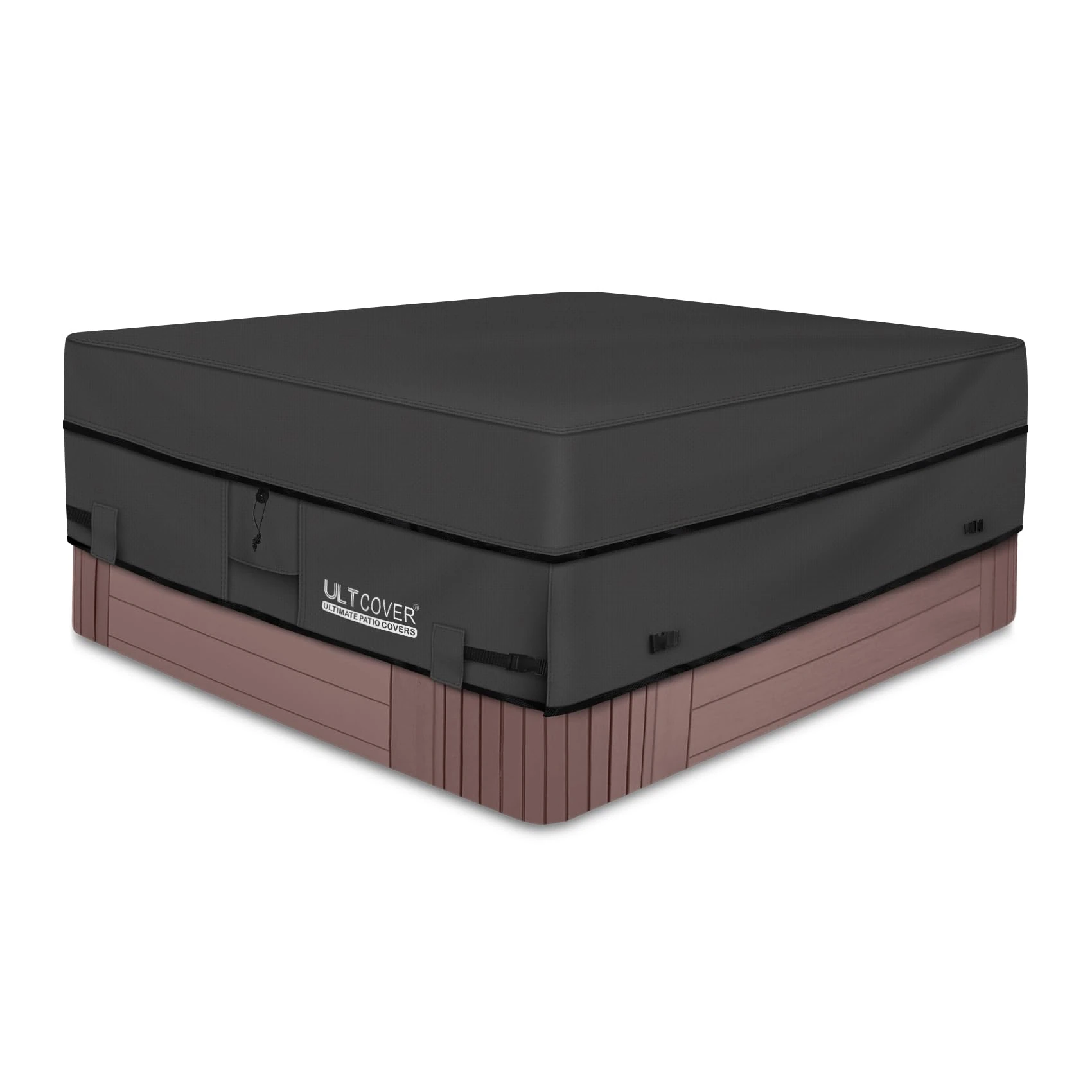 ULTCOVER Waterproof 600D Polyester Square Hot Tub Cover Outdoor SPA Covers 80 x 80 inch, Black