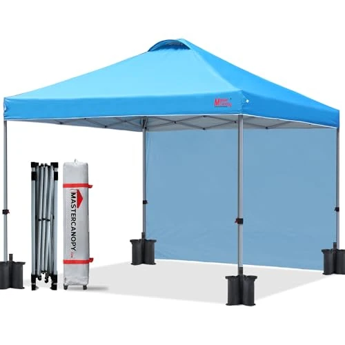 MASTERCANOPY Durable Ez Pop-up Gazebo Tent with 1 Sidewall (2.5x2.5M,Sky Blue)