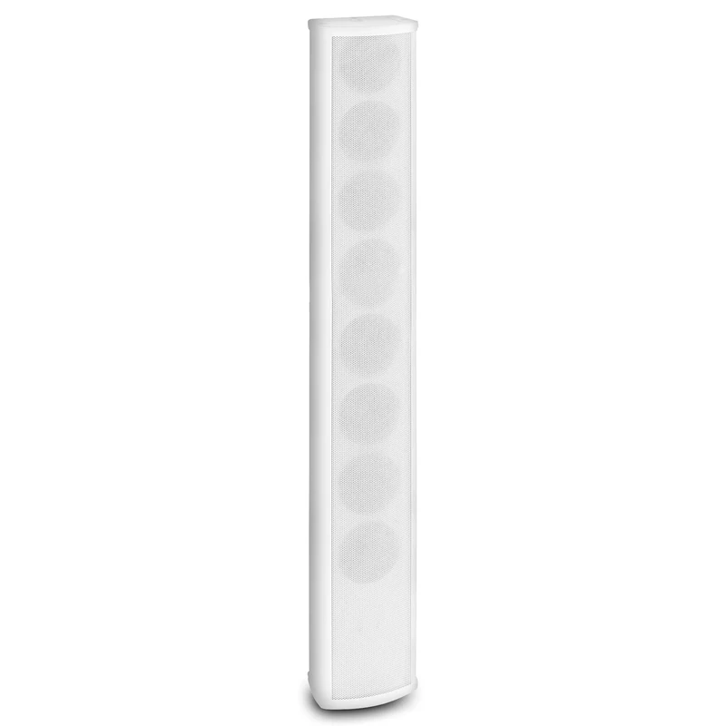 Power Dynamics ICS8 Column Wall Speaker 40W RMS 100V 8x63mm Drivers Aluminium Housing for Churches, Conference Rooms & Halls - White