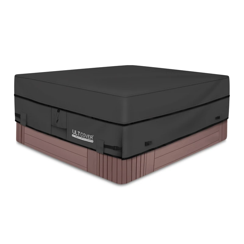 ULTCOVER Waterproof 600D Polyester Square Hot Tub Cover Outdoor SPA Covers 76 x 76 inch, Black