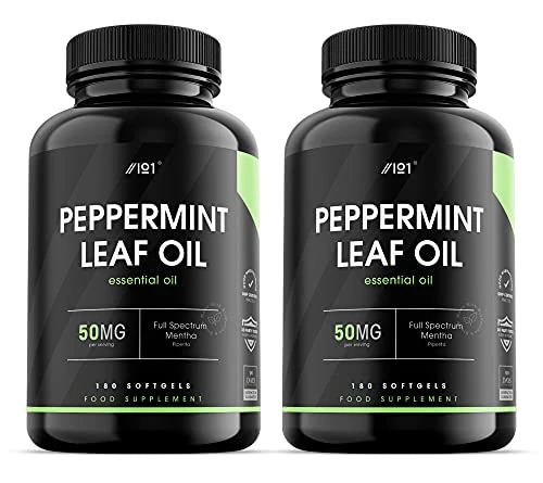 Peppermint Leaf Oil Softgel - 50mg - FS Mentha Piperita - 180 Softgels - No Additives — Non-GMO, Gluten Free. (2 Pack)