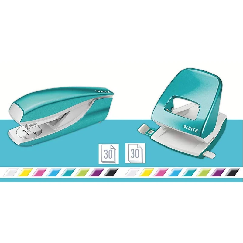 Leitz Stapler NeXXt Wow 30sh Ice Blue with Hole Punch NeXXt Wow 30sh Ice Blue Bundle