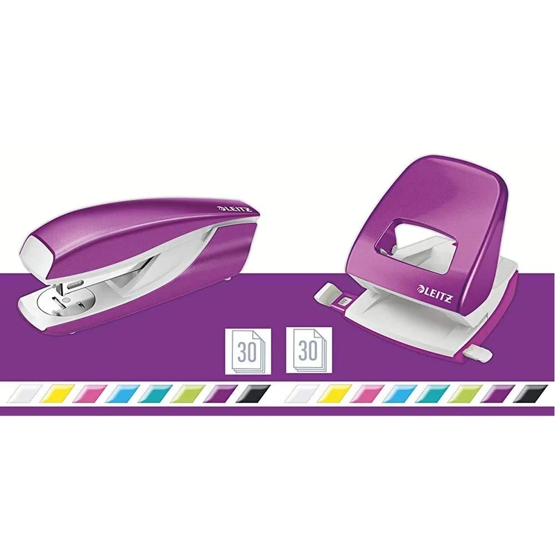 Leitz Stapler NeXXt Wow 30sh Purple with Hole Punch NeXXt Wow 30sh Purple Bundle