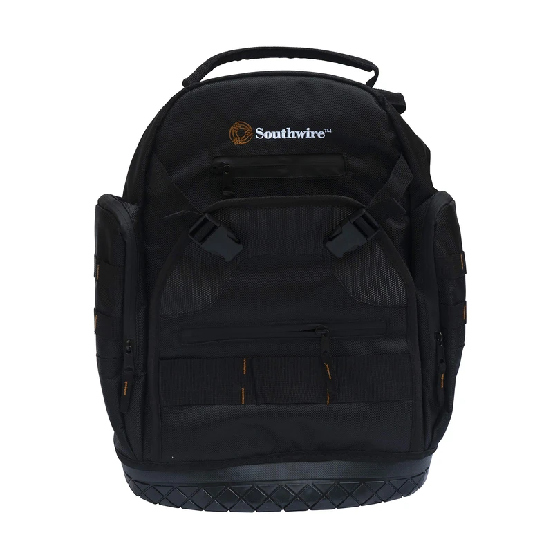 Southwire PROBAGBP Rugged Pro Tool Backpack with Heavy Duty Molded Base, Chest and Padded Shoulder Straps, 28 Pockets, 3 Zippered Pouches, 29 Tool Loops - Image 1