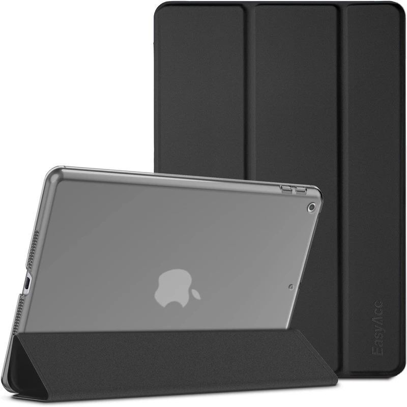 EasyAcc Case Compatible with iPad 9th / 8th / 7th Generation (iPad 10.2 inch 2021/2020/2019), Slim Translucent Cover for iPad 7 8 9 Auto Wake/Sleep, Black