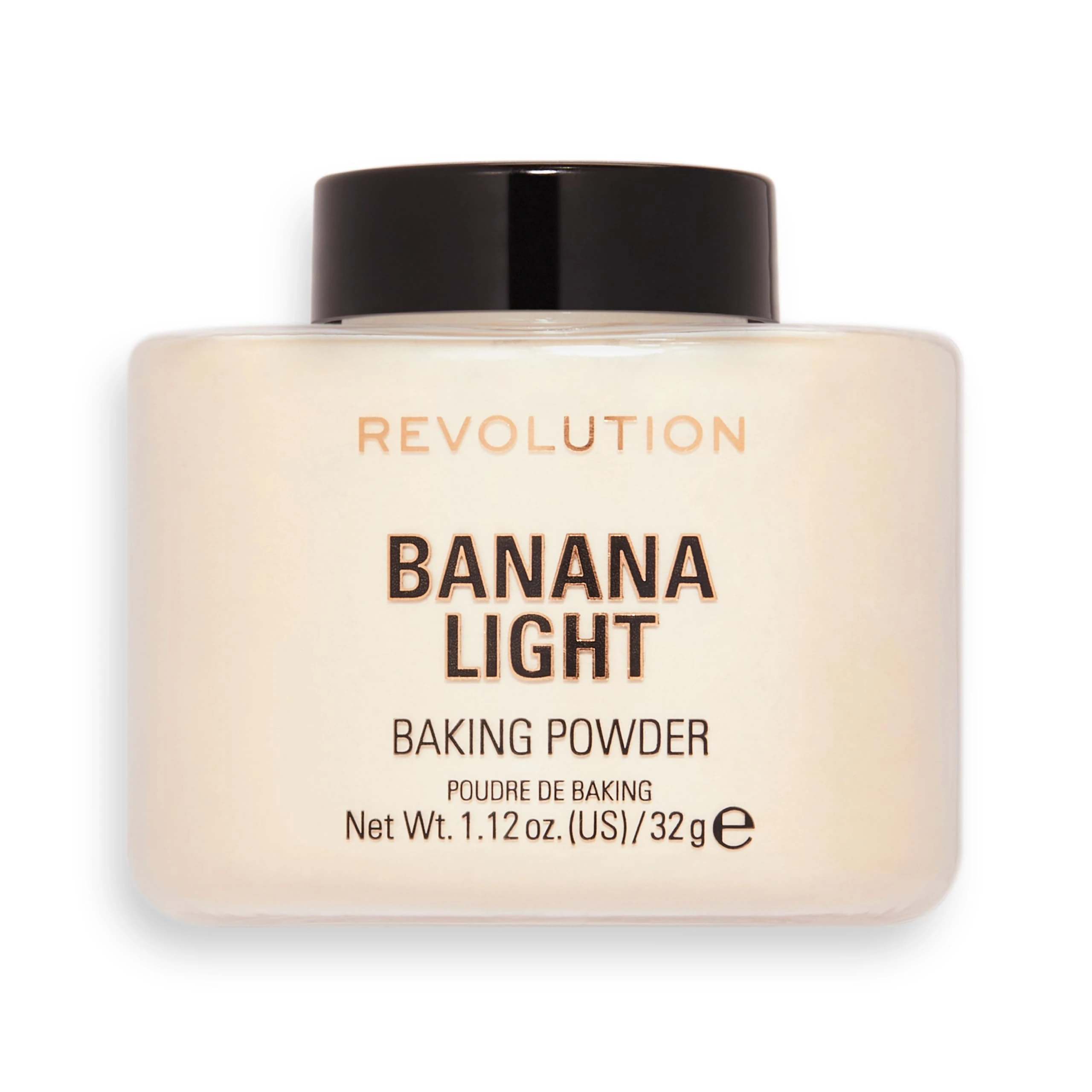 Revolution Beauty London, Loose Baking Powder, Prolongs Makeup Wear, Brightening Setting Powder, For Light Skin Tones, Banana Light, 32g