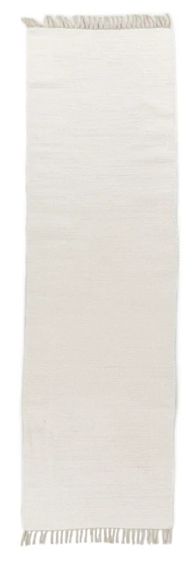 Theko Dhurry Rug 100% Cotton Flat Weave Rug Happy Cotton Handwoven Colour: White 70 x 250 cm