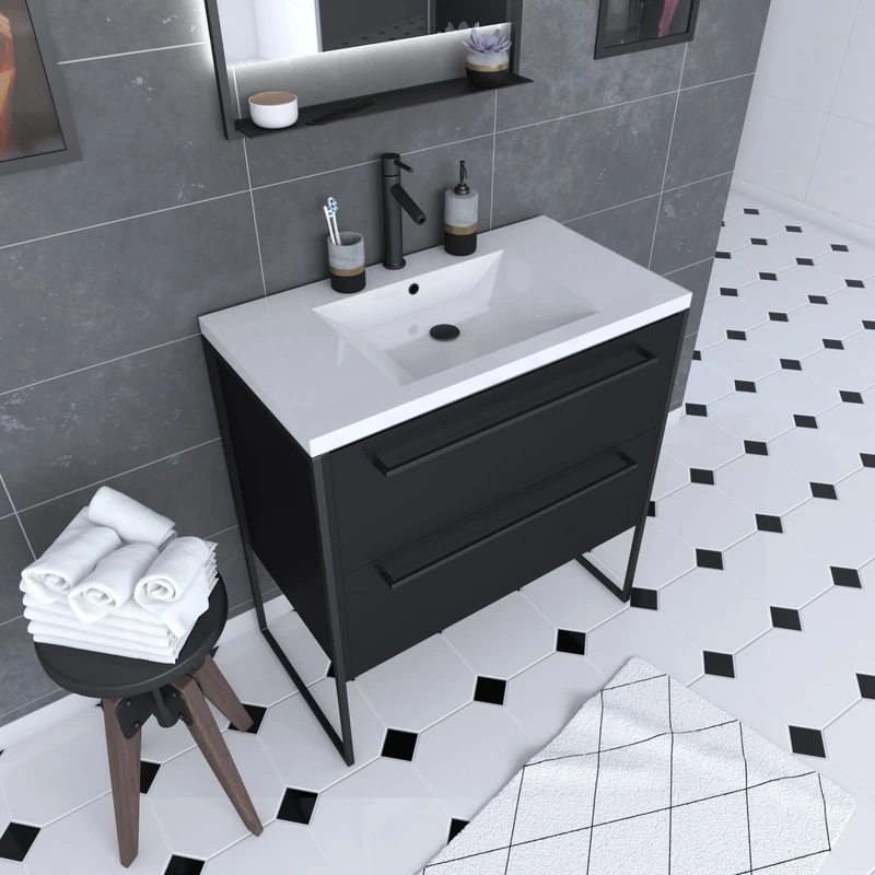 Aurlane Structura P054 PACM054 Bathroom Cabinet Black/White