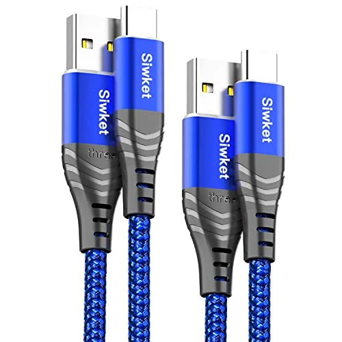 Siwket USB C Cable Type C Fast Charging Cable,[2Pack 3M 3M] Braided USB C Fast Charger Cord 3A Data Sync for Samsung Galaxy S20/10/9,Note 9/8,LG G5,Sony Xperia,Moto G7,HTC.Macbook & More