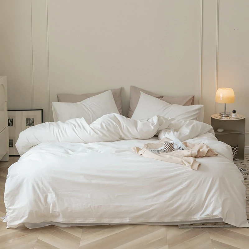 Luxlovery White Comforter Set King Plain White Bedding Comforter Set Solid King Bed Size Blanket Soft Minimalist Durable Fluffy Blanket Quilts Women Men